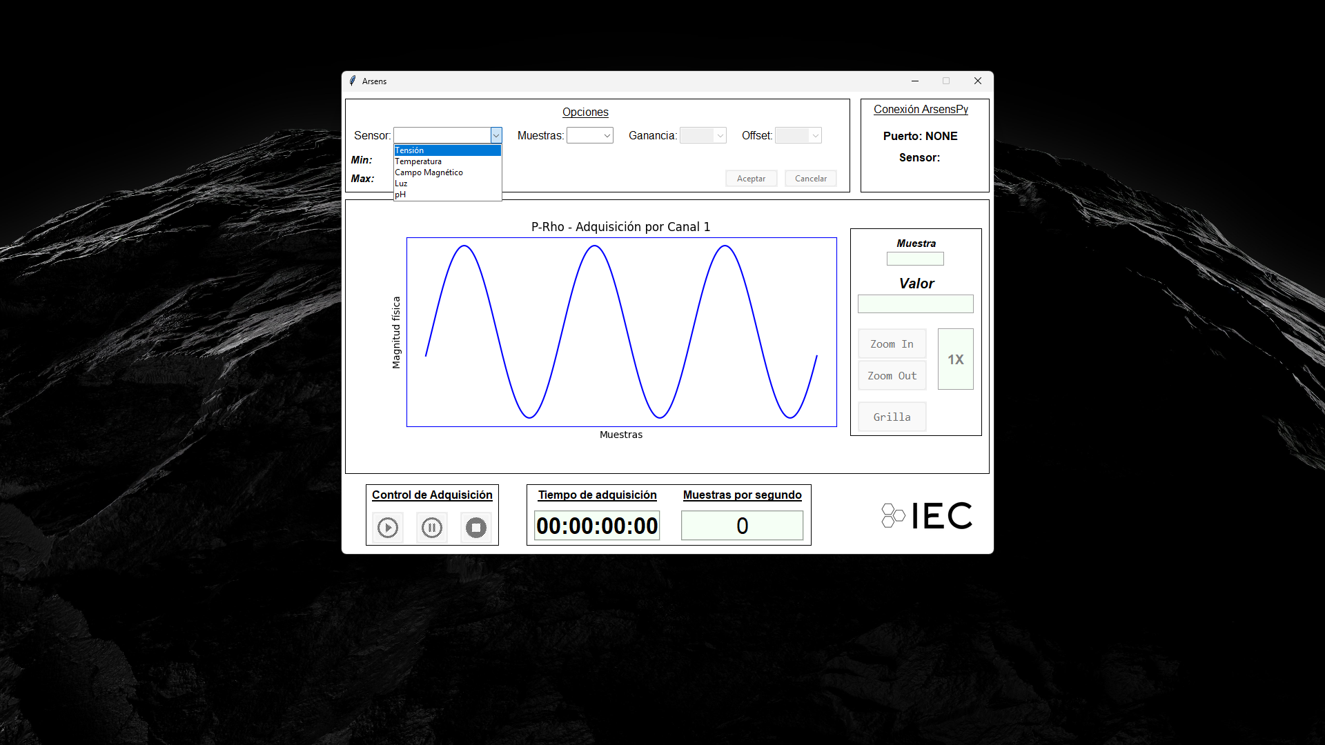 Vista del panel de cajas